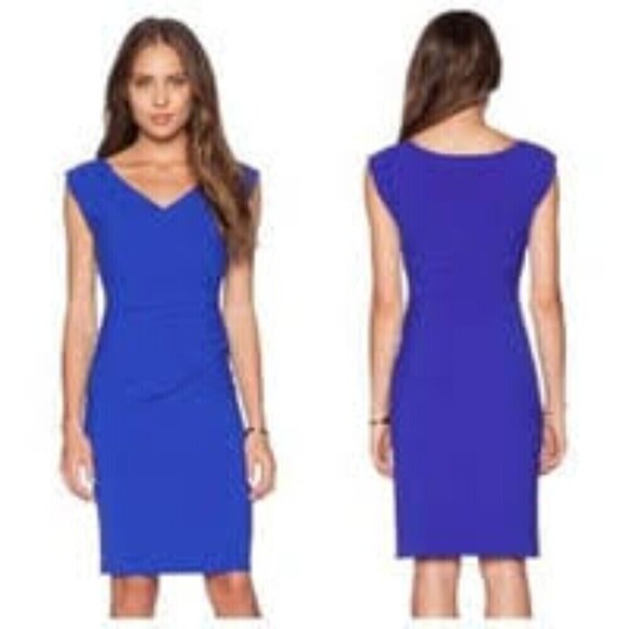 Diane Von Furstenberg Navy Blue "Bevina"Short Sleeve Sheath Dress size 0 - Picture 1 of 10